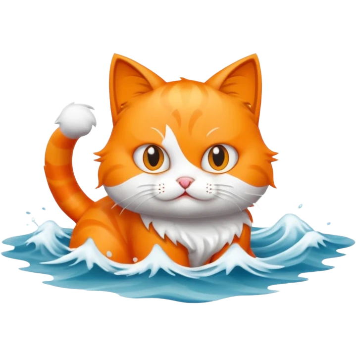 a bad kitty on the waves emoji