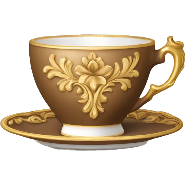 Light brown and gold vintage rococo coffee cup  emoji