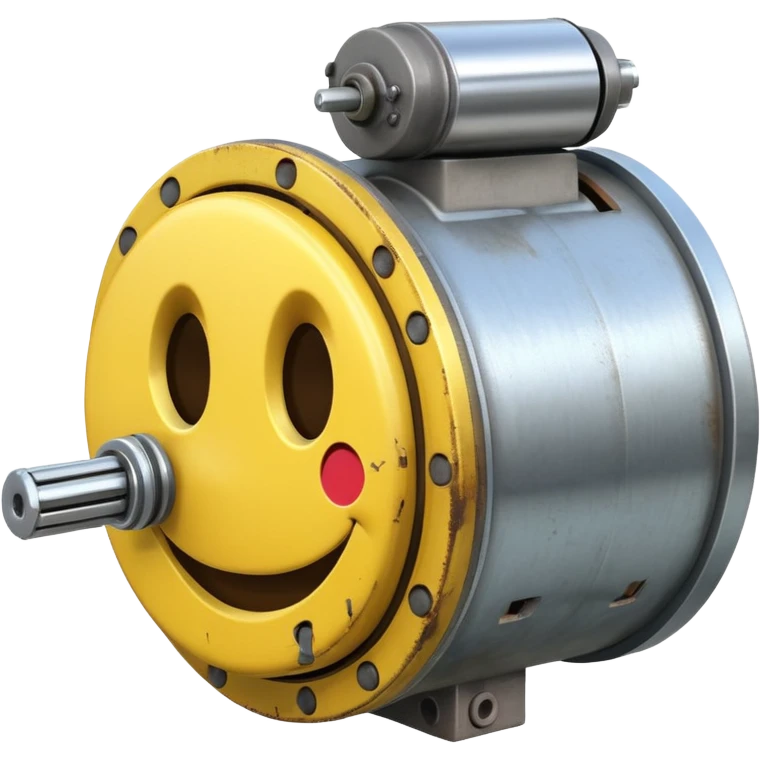 Industrial mechanical motor with a smiley face, emoji for the new electric music genre Motor breaks emoji