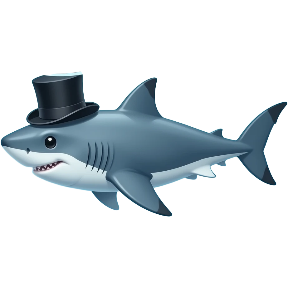 Shark with a top hat emoji