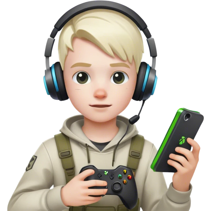 a kid playing Fortnite on a XBOX emoji