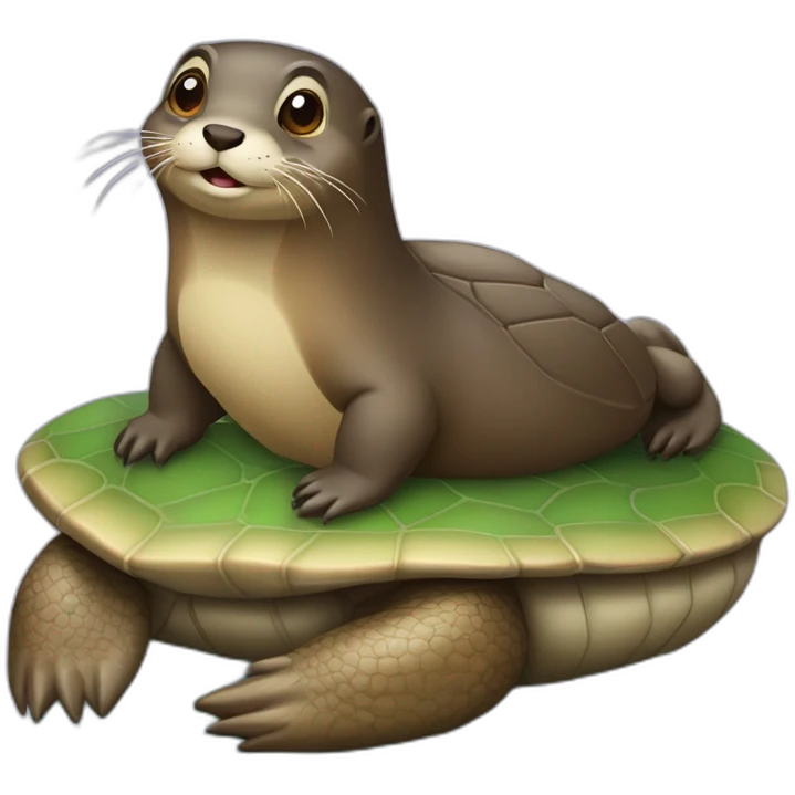 Une loutre sur une tortue emoji
