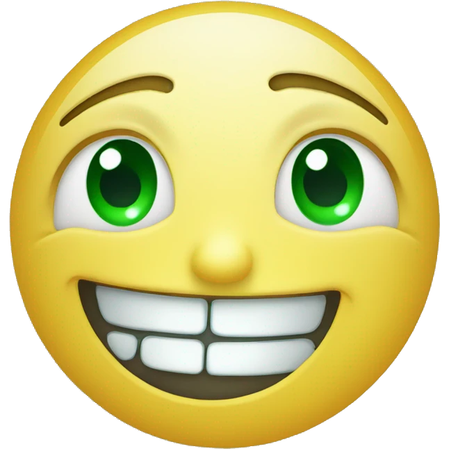 smiley face with green eyes and tears of laughter emoji