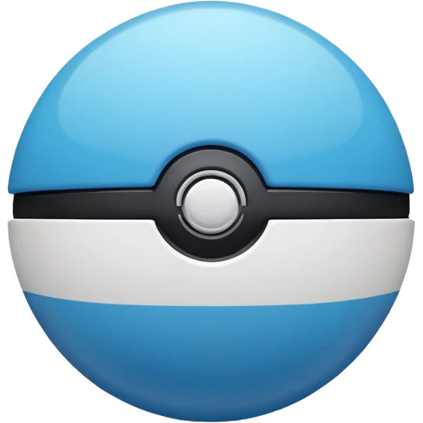 vibrant blue pokeball emoji with a black stripe and highlights, top half vibrant blue, bottom half white emoji