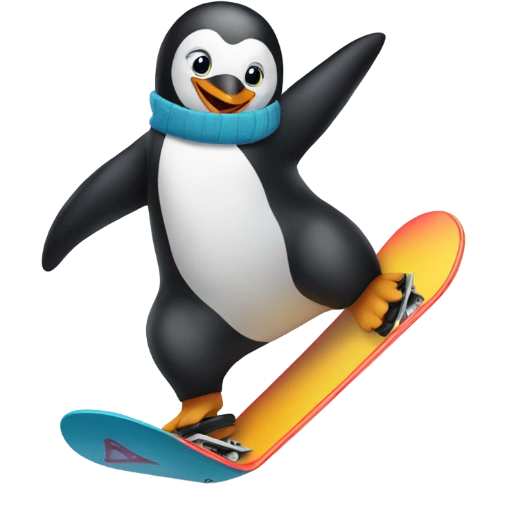 Penguin riding a snowboard  emoji