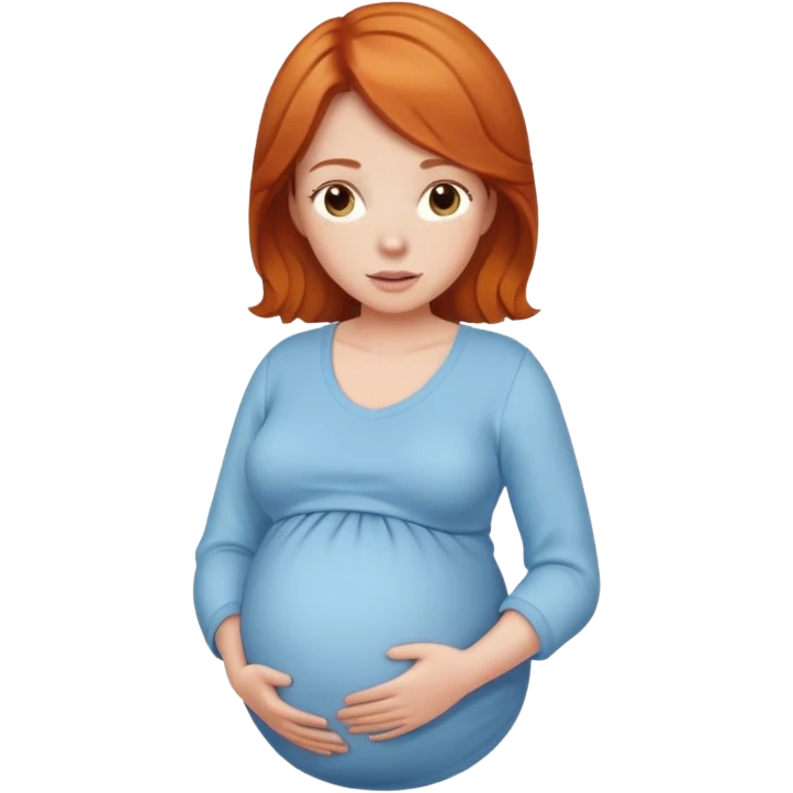 Ginger hair lady with light blue clothes pregnant  emoji