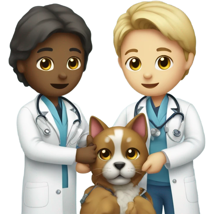 doctor cat treating a dog patient emoji