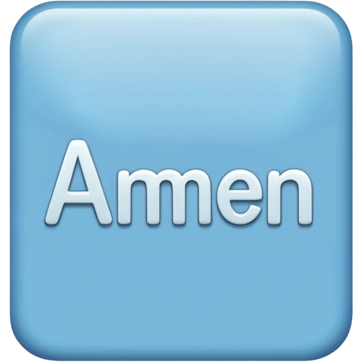 light blue word "AMEN" simple font in rectangle emoji
