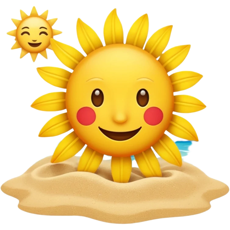 summer emoji, bright and cheerful, featuring sun, beach, tropical elements emoji
