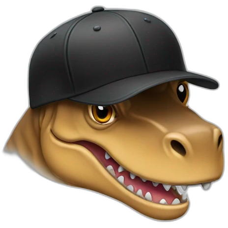 trex with black baseball cap emoji