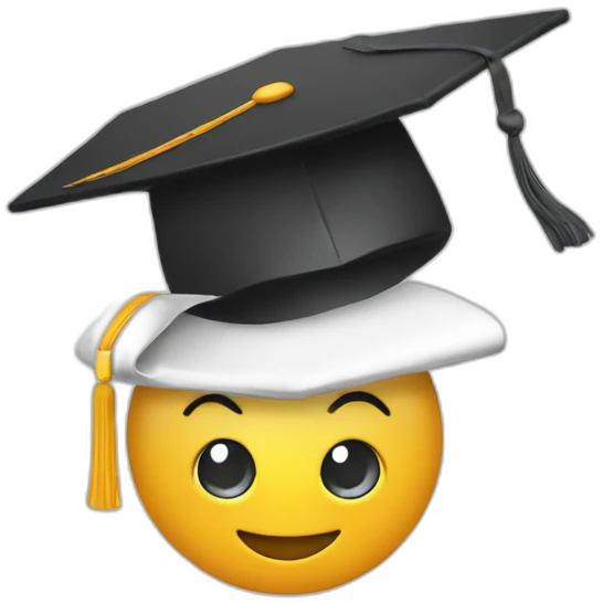 smartphone with degree hat emoji