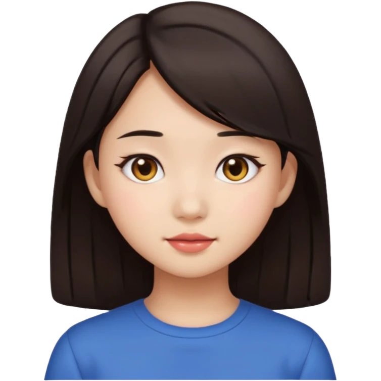 clean girl aesthetic emoji, asian beautiful dark brown hair emoji