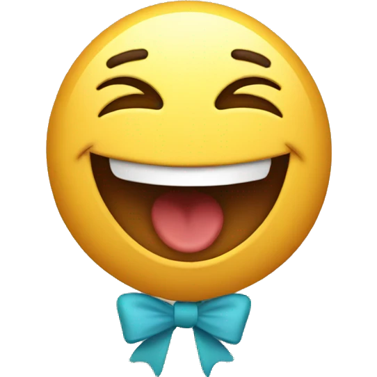 Laughing with bow emoji