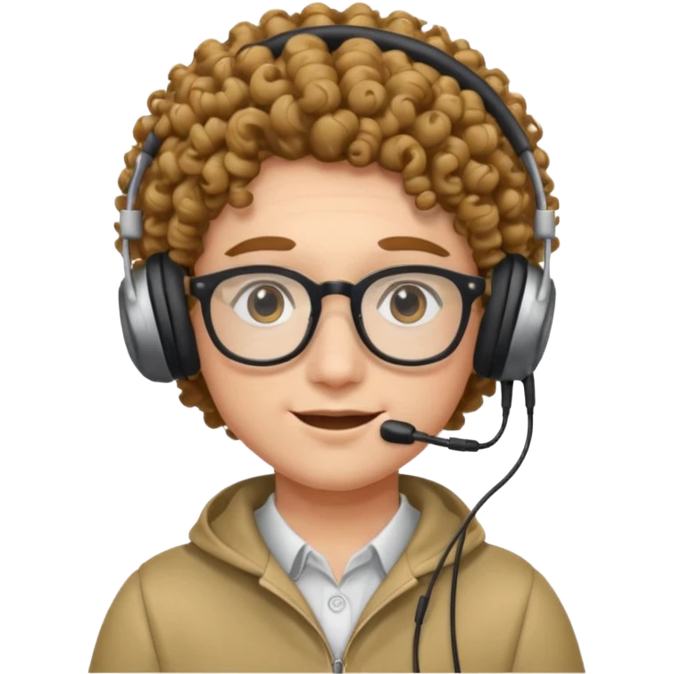 headphone and spectacles, curly emoji