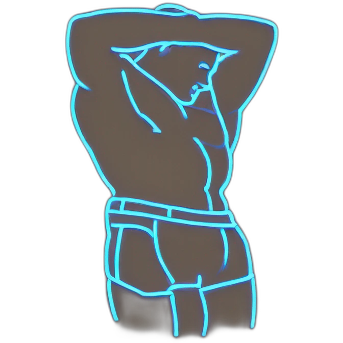 Juicy booty neon sign style man emoji