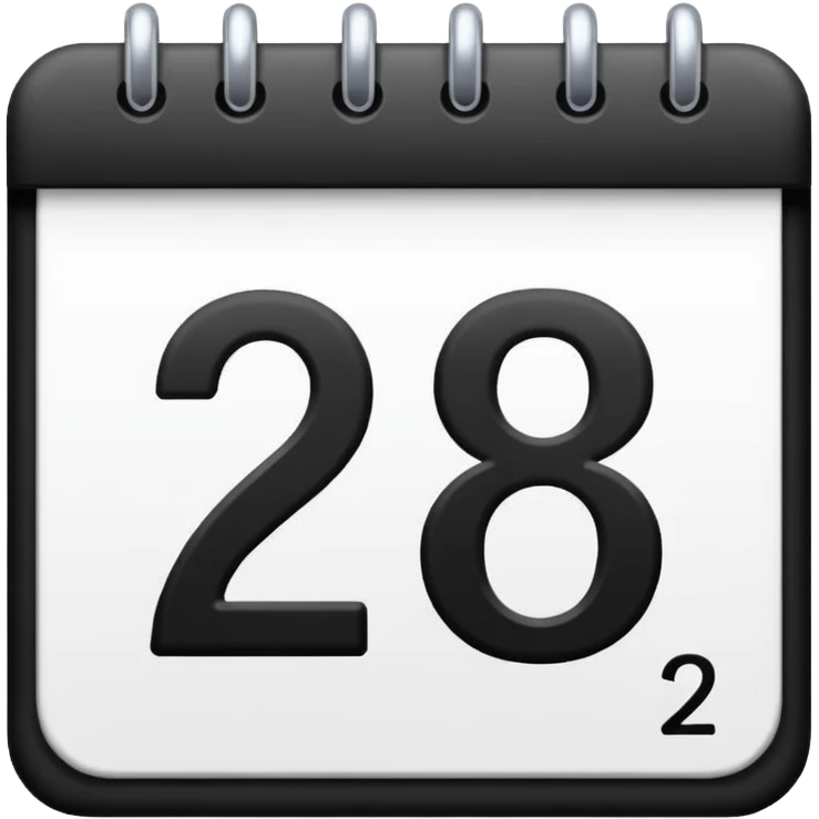 calendar with number 28, bold black numbers emoji