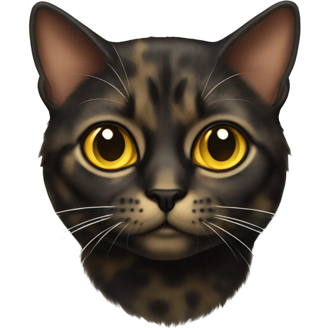 Tortoiseshell cat with yellow eyes emoji