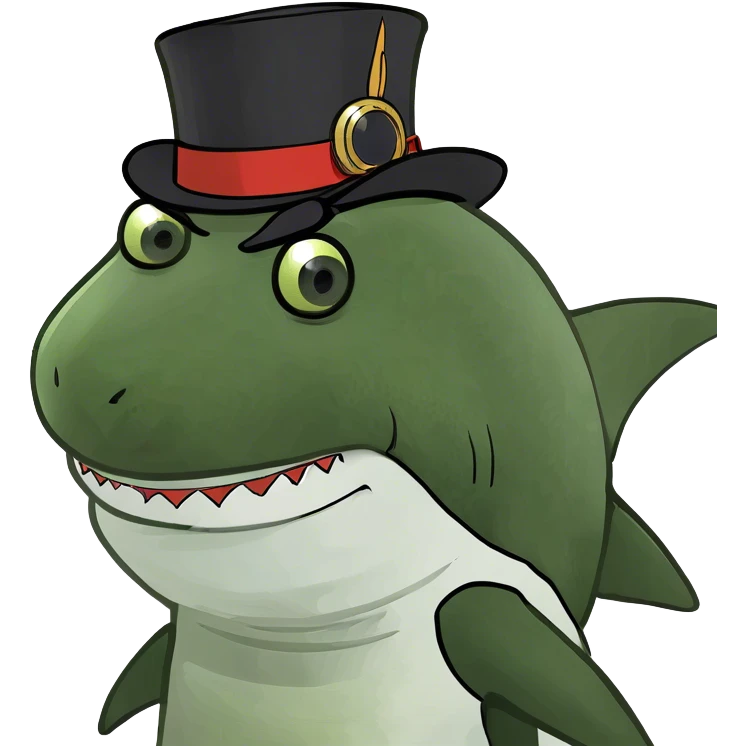 Shark with a top hat emoji