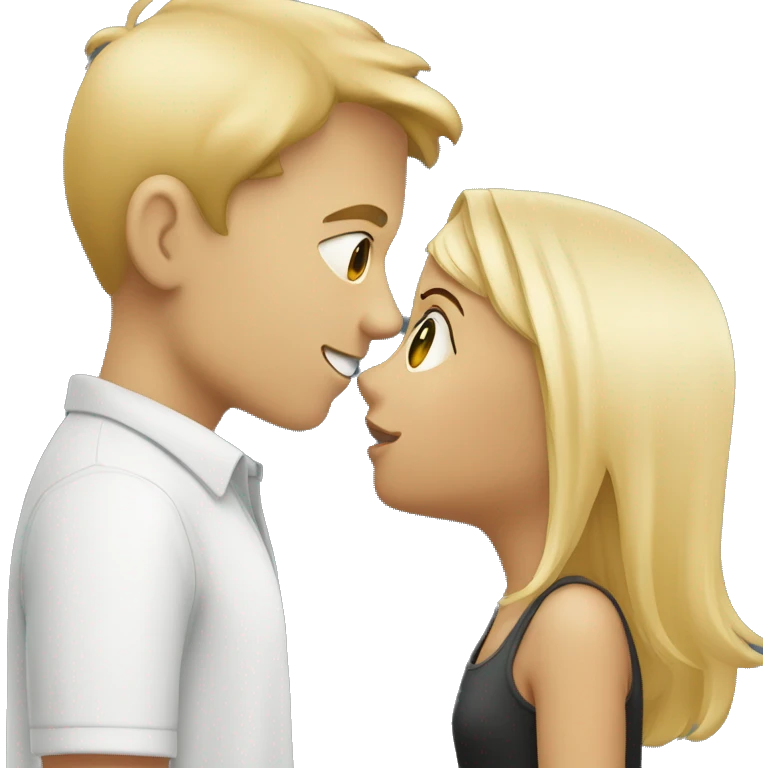 Blonde girl kissing brunet boy emoji