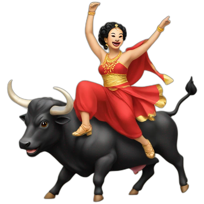 Megawati dancing on top of a bull emoji