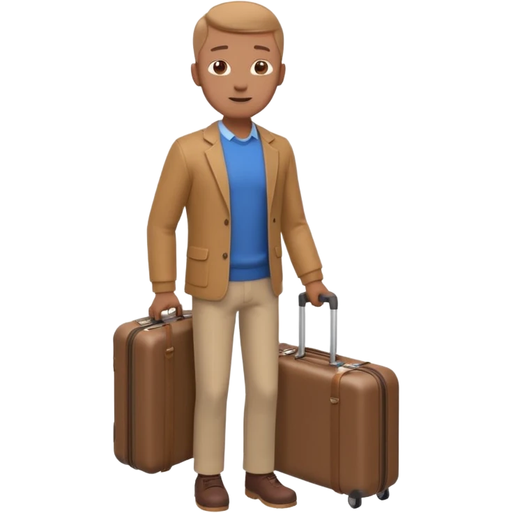 man carrying a suitcase portrait, head and shoulders only, suitcase handle visible near shoulder, casual travel outfit, confident expression, travel vibe, 3D cartoon style, mobile game icon style, clean background, no text, no watermark emoji