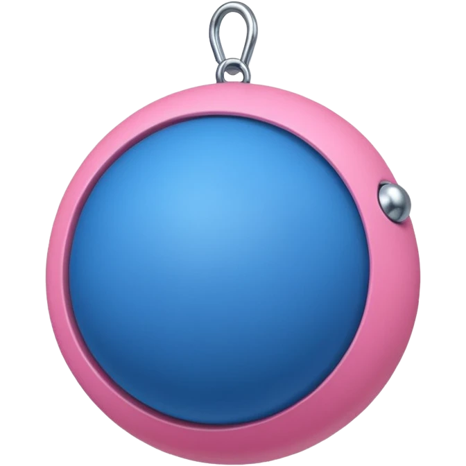 Blue ball for the gag on a ball gag with a white attachment collar with pink  studs on the collar  emoji