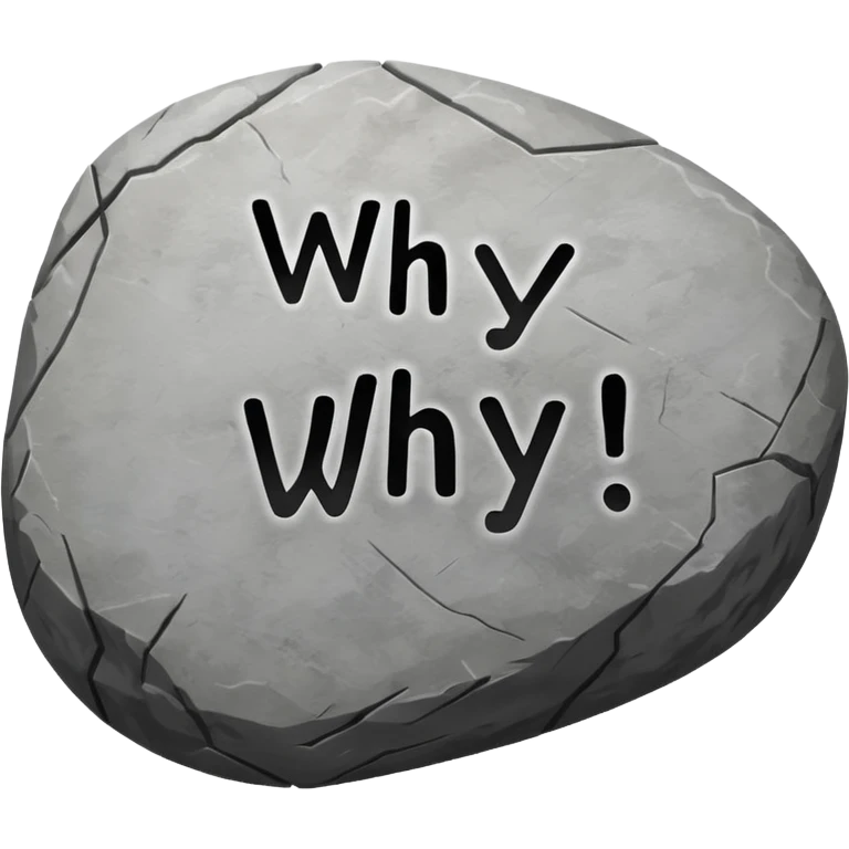 a rock saying why emoji