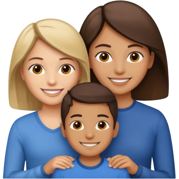 a woman with two children, a 7-year-old boy and a 13-year-old girl emoji