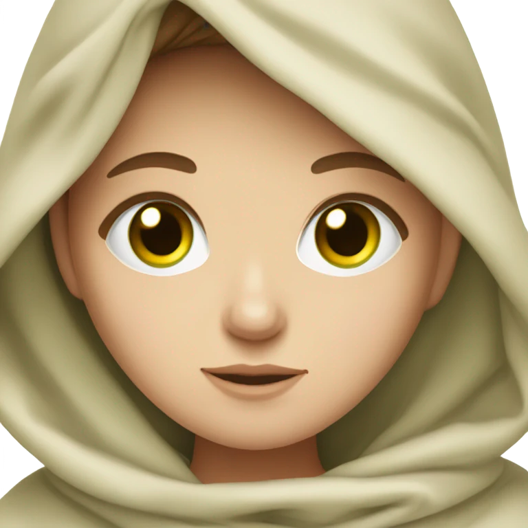 white girl with brown short hair with green eyes wrapped in blanket  emoji