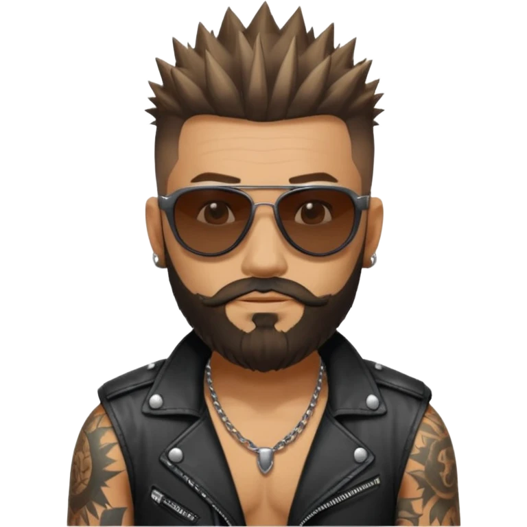 biker gang with sunglass and rugged guy bearded spicks hairin tatoots emoji