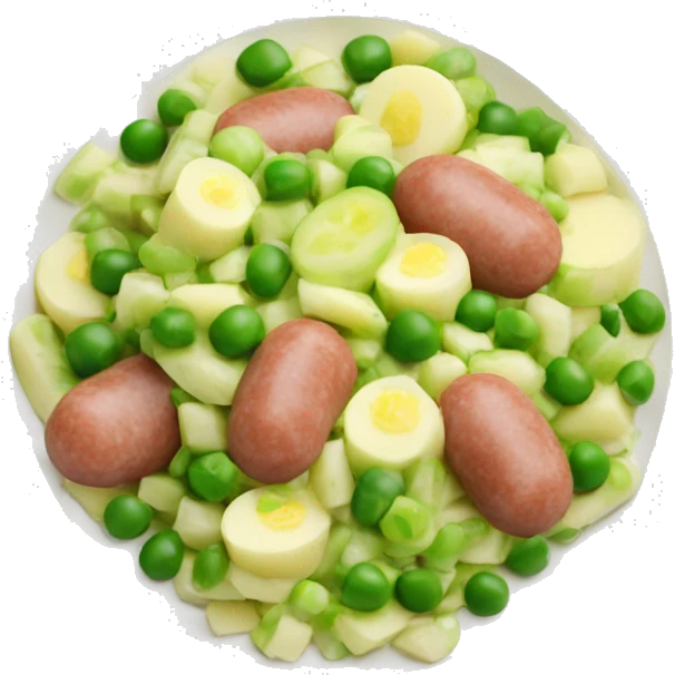 Russian salad Olivier sausage, peas, cucumbers, potatoes emoji