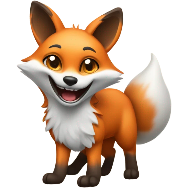 detailled kawaii fox running emoji
