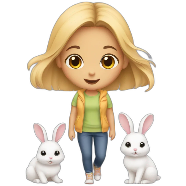 girl and mini rabbits  emoji