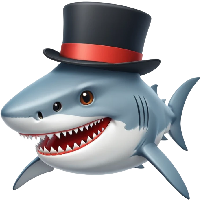 Shark with a top hat emoji