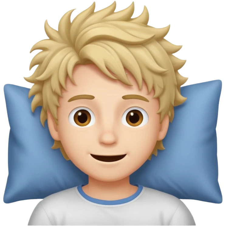 emoji- of a cute smiling boy waking up in bed emoji