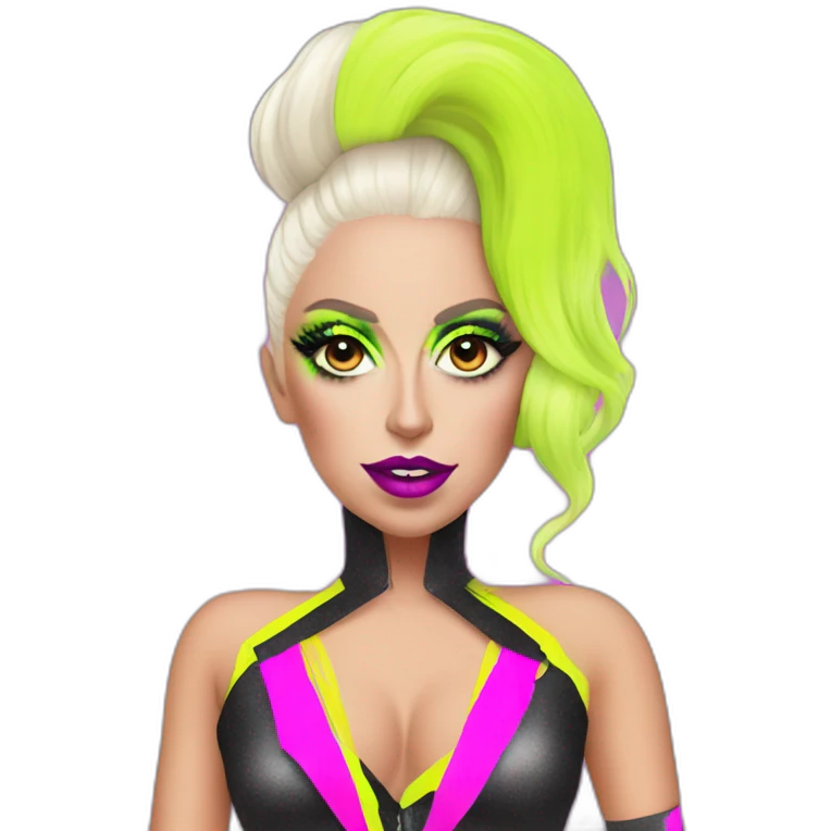 Lady Gaga with crazy neon outfit and makeup  emoji