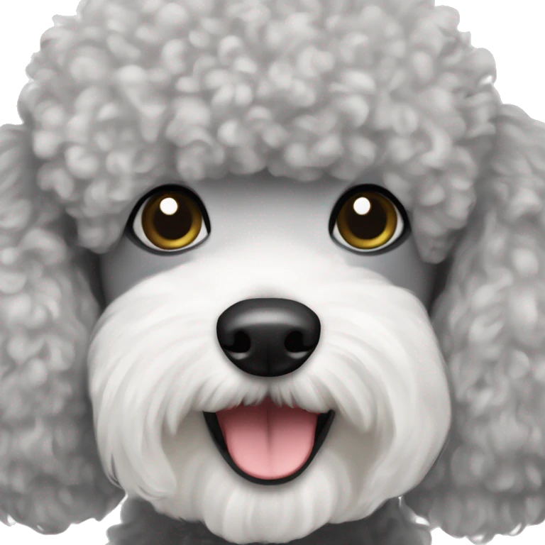 A grey and white miniature fluffy poodle emoji