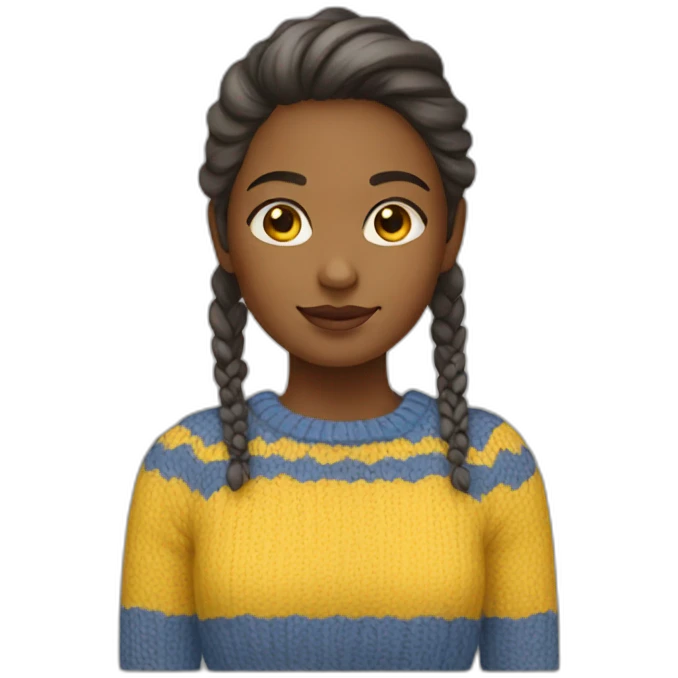 Girl in blue and yellow sweater emoji