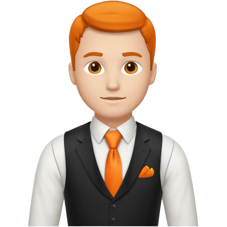 groom in white vest, orange tie emoji