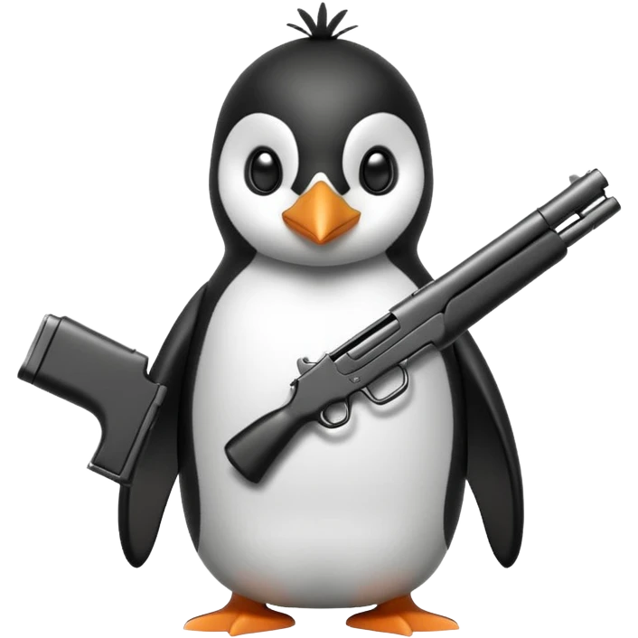 Penguin with gun emoji