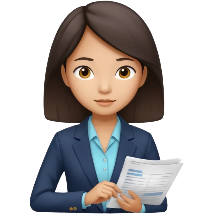 Asian girl accountant filing through financial papers emoji
