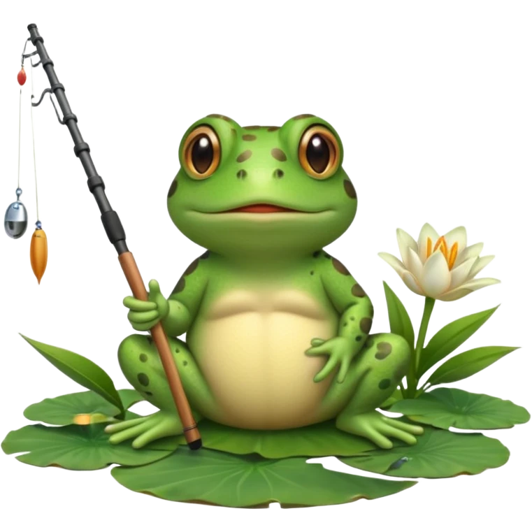 An adorable toad fishing emoji