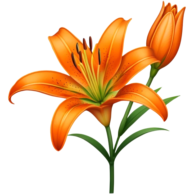 single Vibrant Orange Lily, straight stem emoji