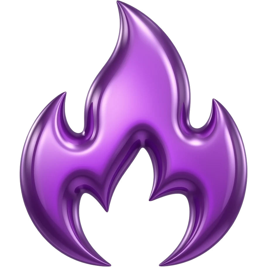 Purple and high polished chrome Kuwaii fire emoji emoji