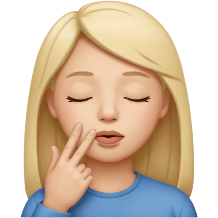 una cara con los ojos cerrados y con un dedo en la boca emoji