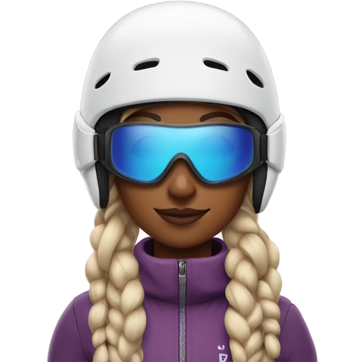 Cool girl with braids and a ski helmet and ski goggles  emoji