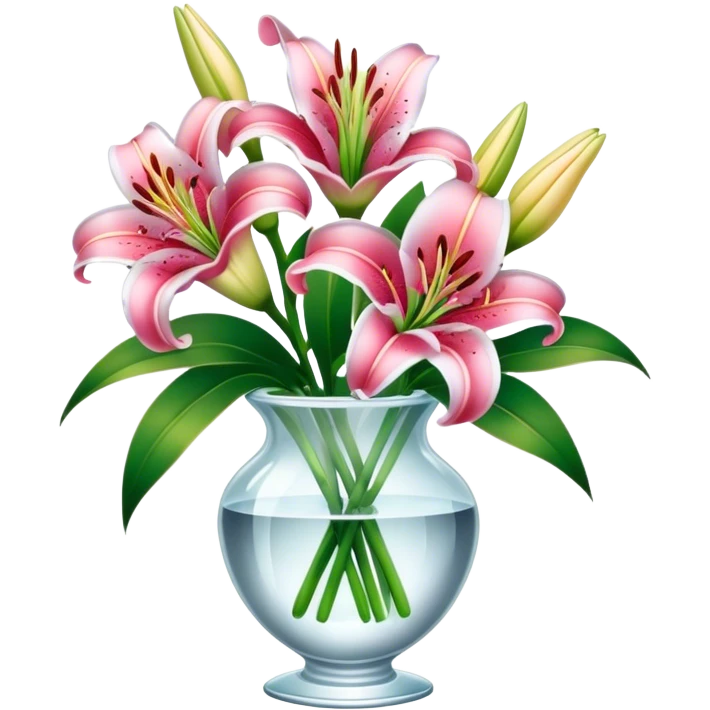 Bouquet lily flowers crystal vase emoji