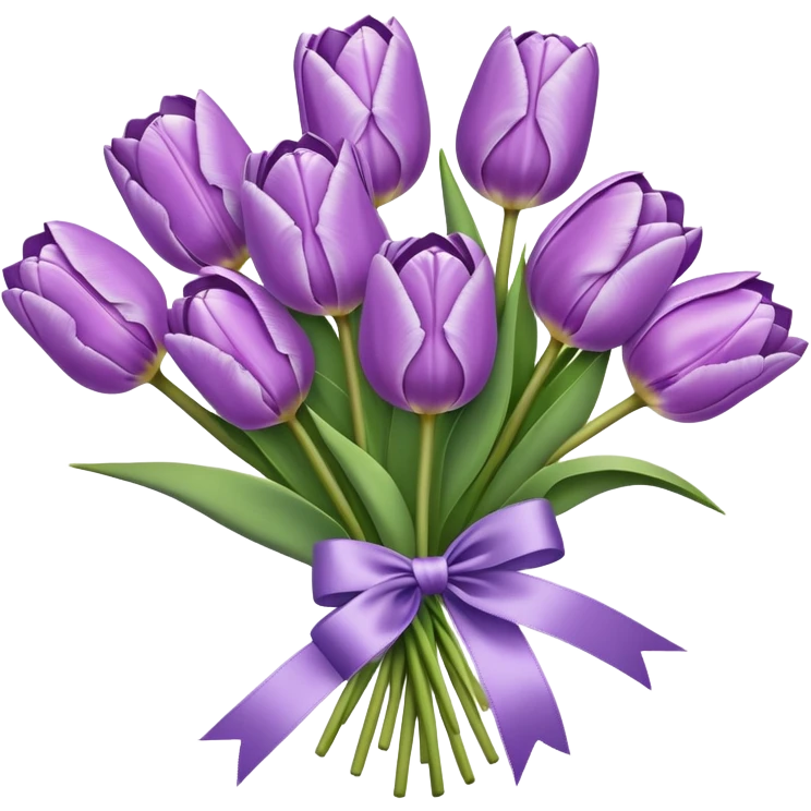 light purple tulip bouquet with ribbon emoji