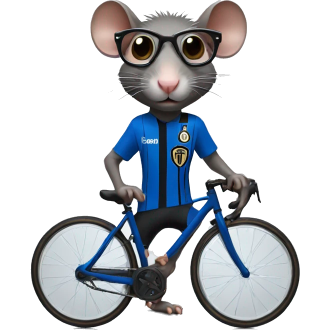 Rat with glasses using bicycle With inter Milan jersey emoji