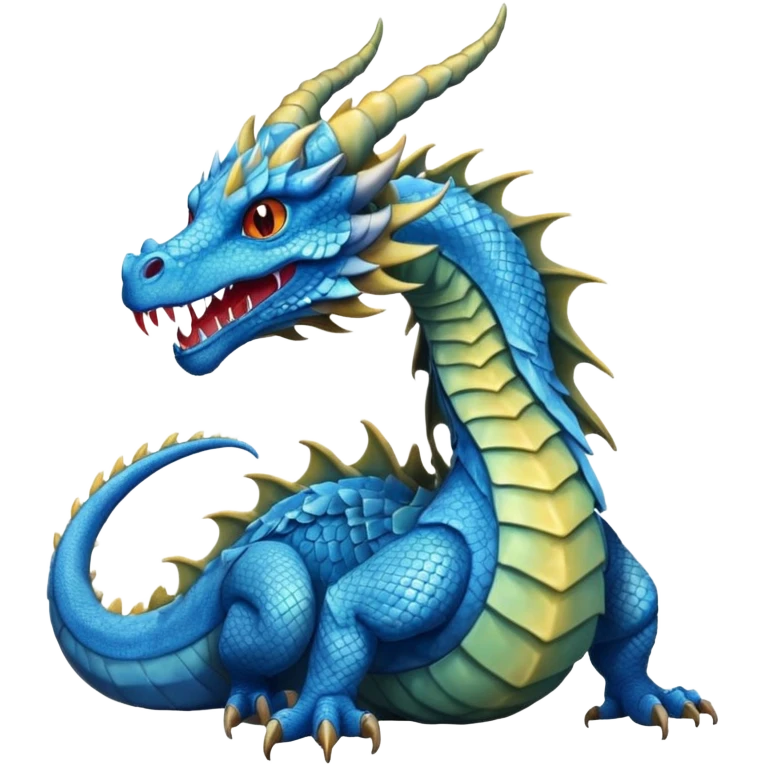 Mušḫuššu, blue scaly dragon with horns emoji